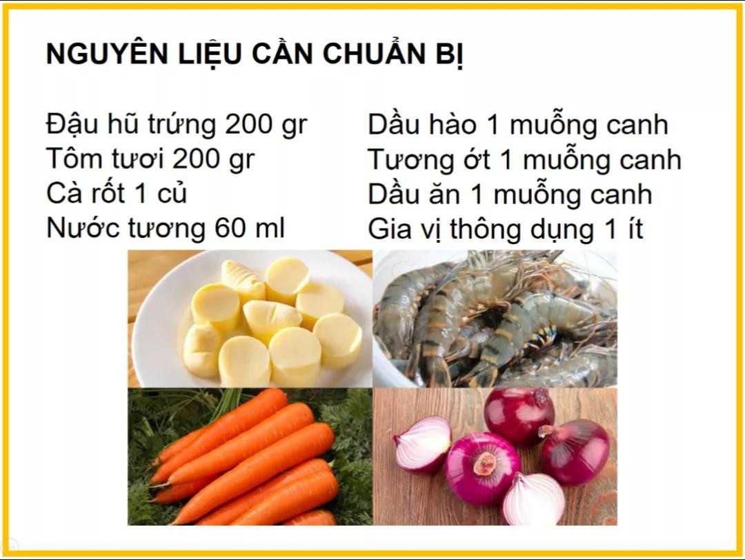 Công thức làm đậu hũ hấp tôm