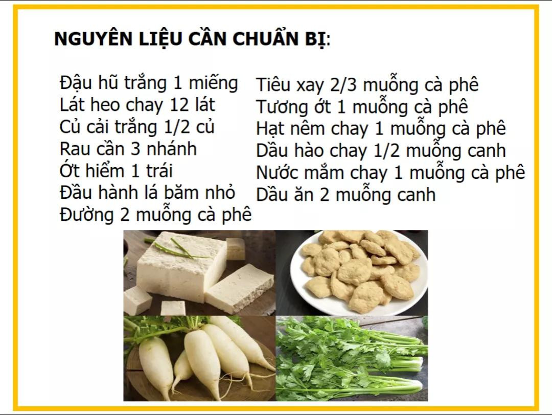 Công thức làm đậu hũ sốt thịt bằm chay với củ cải trắng và rau cần