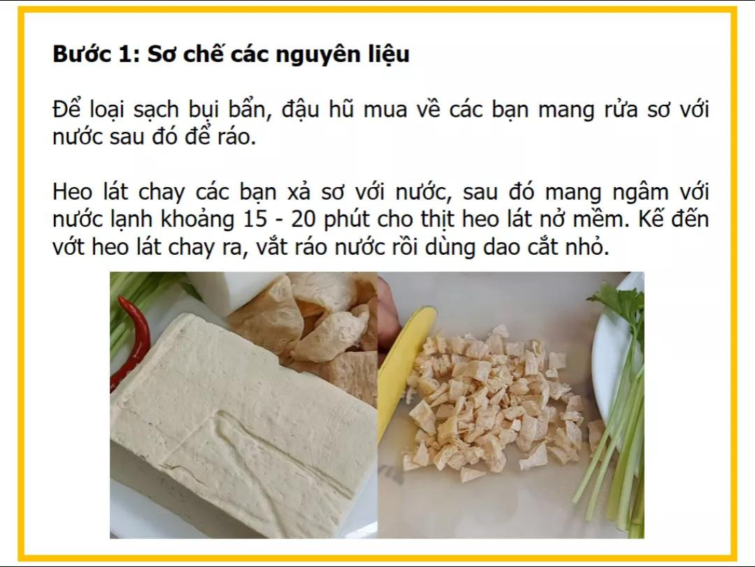 Công thức làm đậu hũ sốt thịt bằm chay với củ cải trắng và rau cần