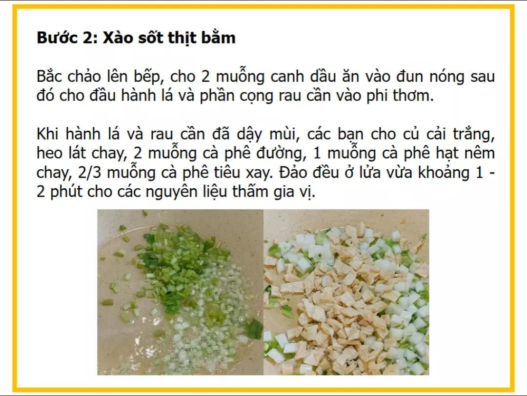 Công thức làm đậu hũ sốt thịt bằm chay với củ cải trắng và rau cần