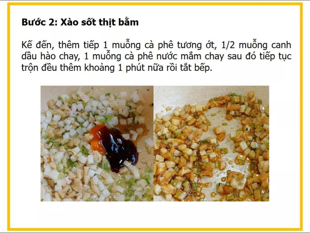 Công thức làm đậu hũ sốt thịt bằm chay với củ cải trắng và rau cần