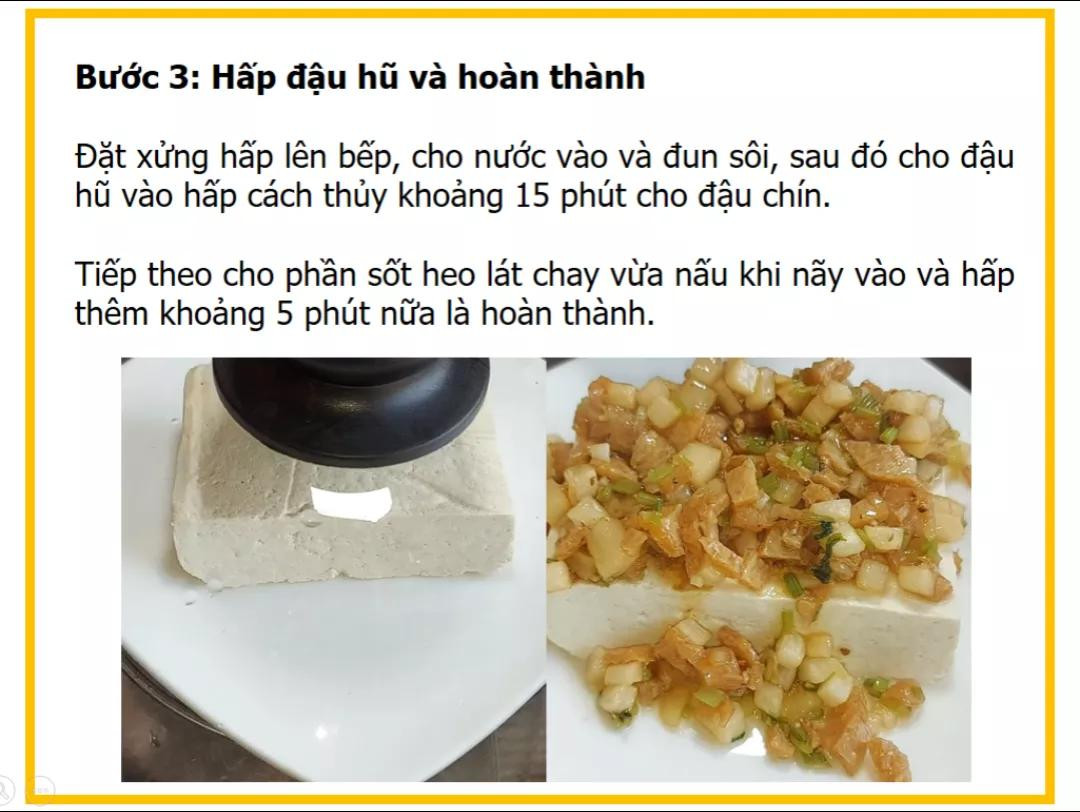 Công thức làm đậu hũ sốt thịt bằm chay với củ cải trắng và rau cần