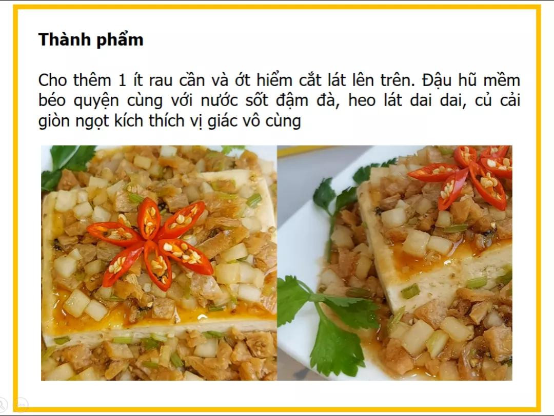 Công thức làm đậu hũ sốt thịt bằm chay với củ cải trắng và rau cần