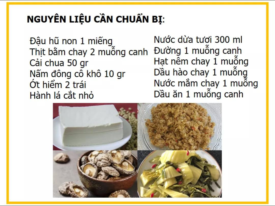 Công thức làm đậu hũ sốt thịt bằm chay với nấm và cải chua