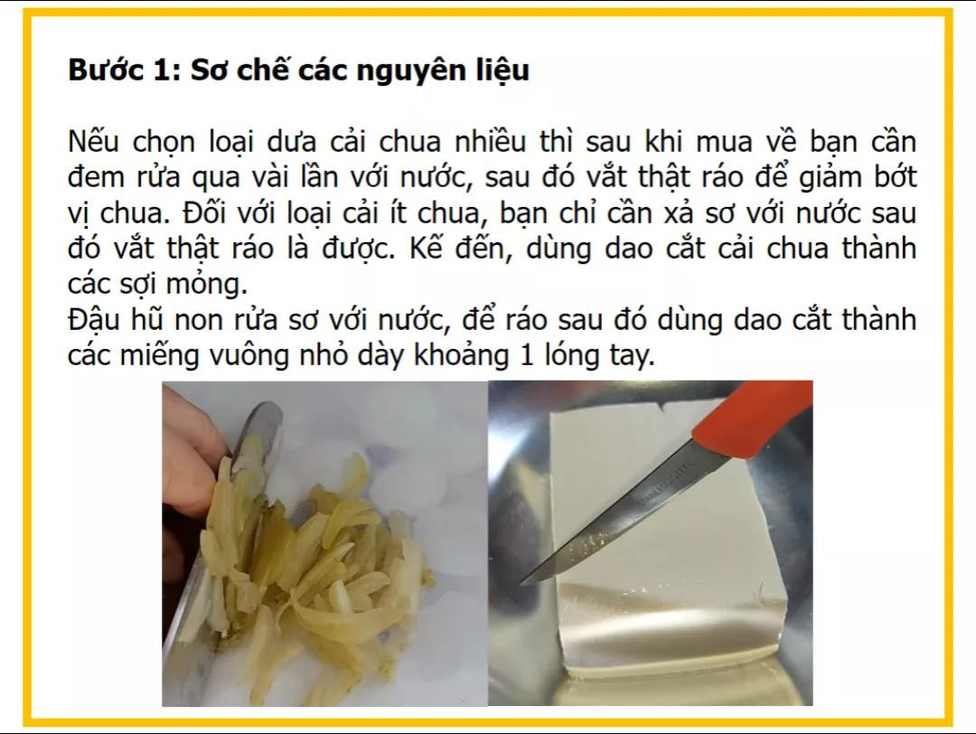 Công thức làm đậu hũ sốt thịt bằm chay với nấm và cải chua