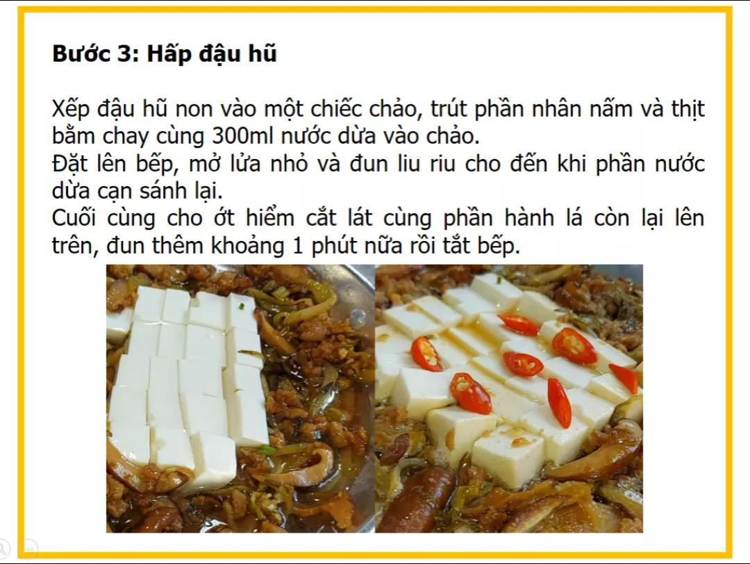 Công thức làm đậu hũ sốt thịt bằm chay với nấm và cải chua