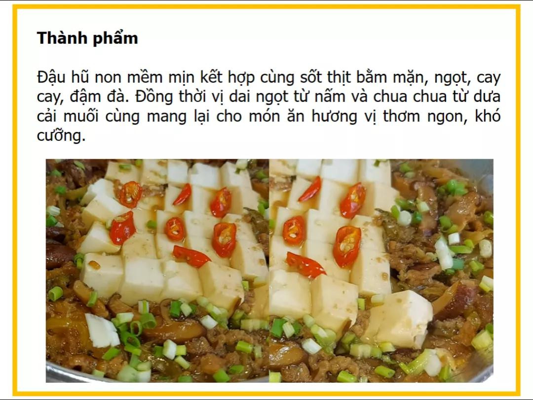 Công thức làm đậu hũ sốt thịt bằm chay với nấm và cải chua