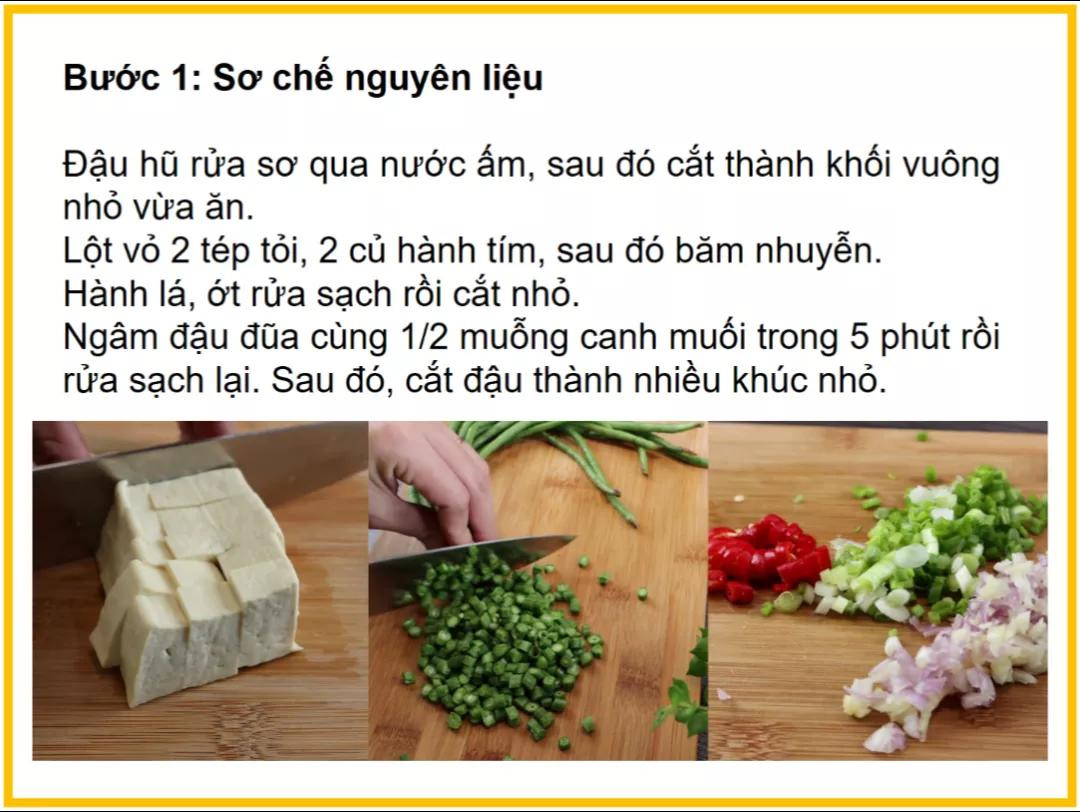 Công thức làm đậu hũ trứng sốt thịt băm ngon miệng
