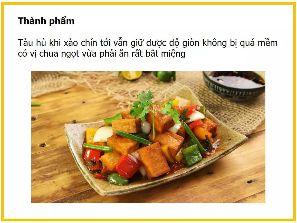 Công thức làm đậu hũ xào chua ngọt với hành tím, cà chua và ớt chuông