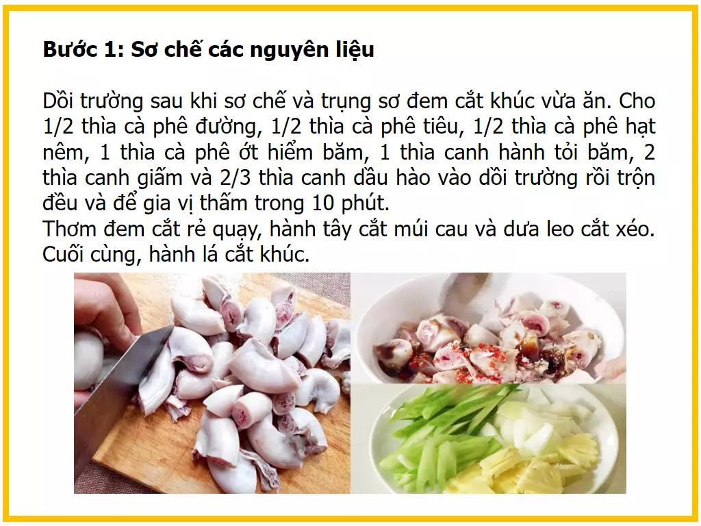 Công thức làm dồi trường xào chua ngọt