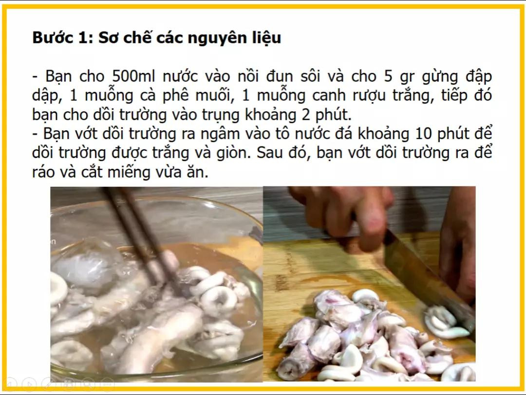 Công thức làm dồi trường xào sa tế cay thơm