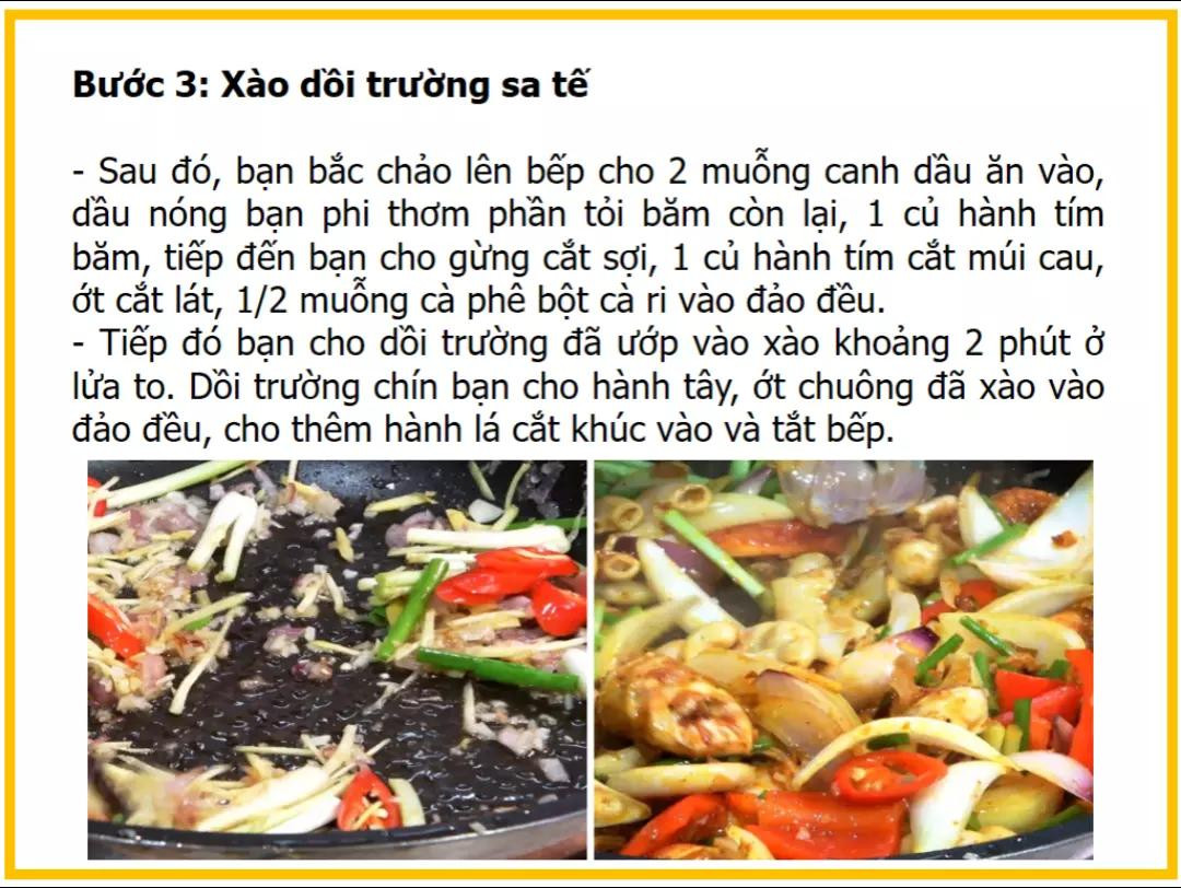 Công thức làm dồi trường xào sa tế cay thơm