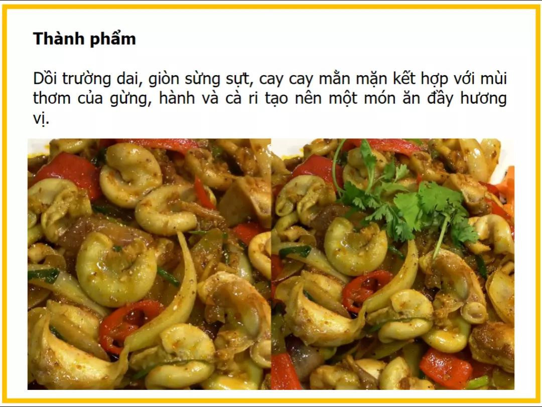 Công thức làm dồi trường xào sa tế cay thơm