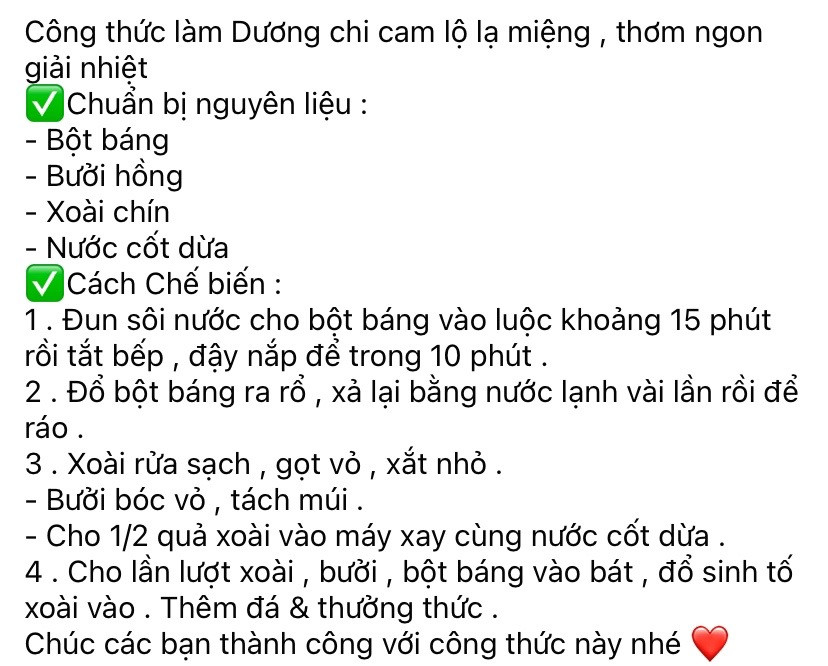 Công thức làm Dương chi cam lộ lạ miệng, thơm ngon giải nhiệt với xoài và bột báng