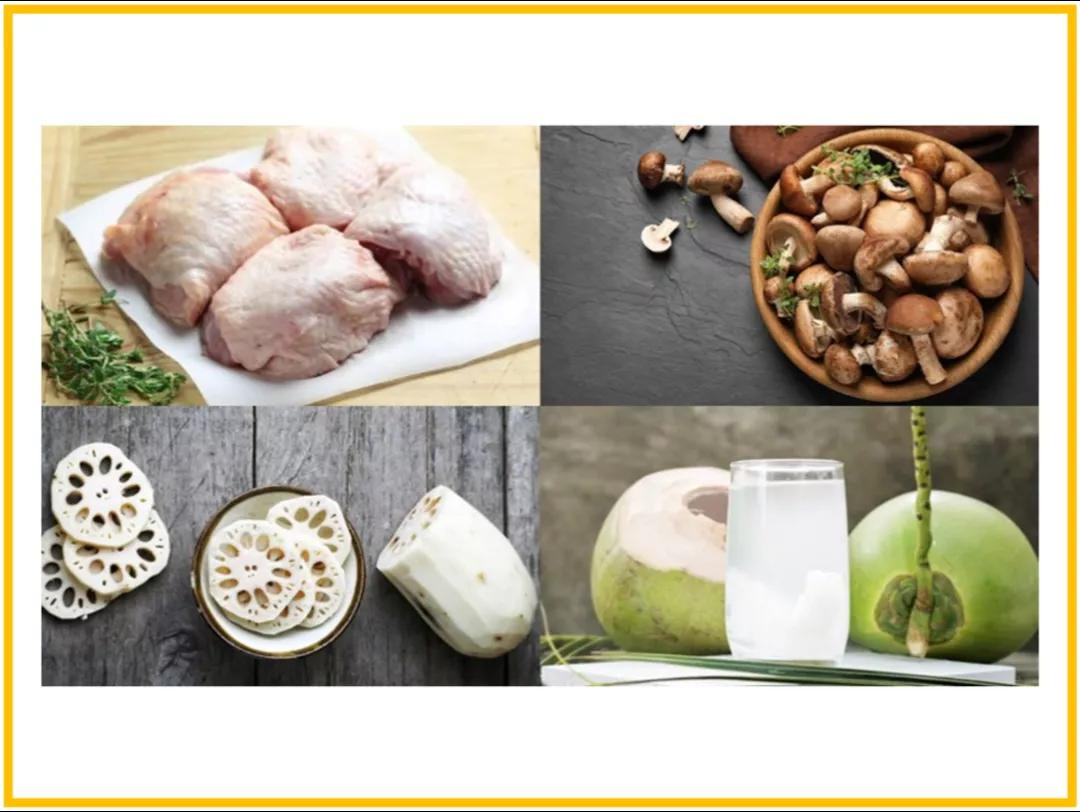 Công thức làm Gà kho rau củ với măng, sen và nước dừa