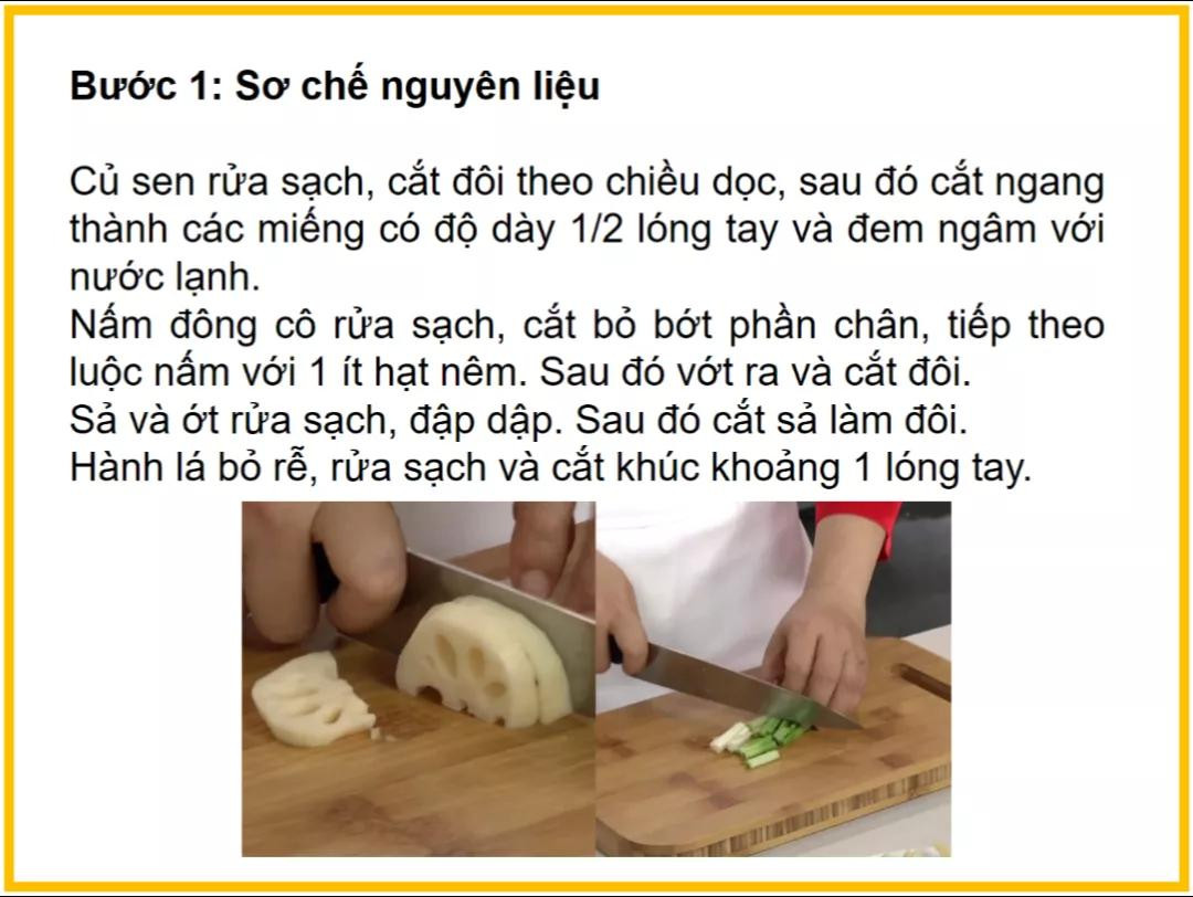 Công thức làm Gà kho rau củ với măng, sen và nước dừa
