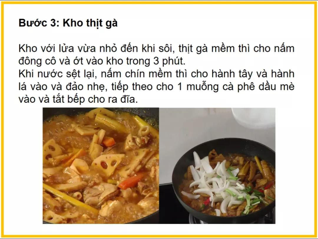 Công thức làm Gà kho rau củ với măng, sen và nước dừa