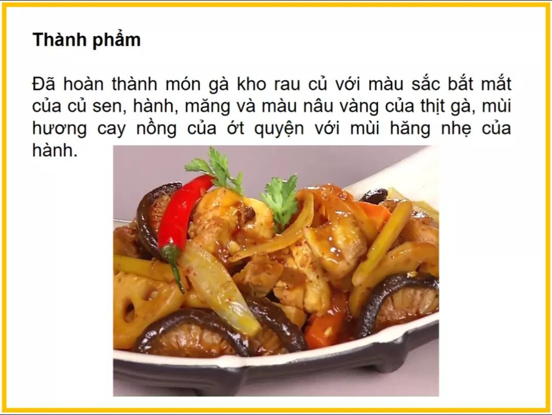 Công thức làm Gà kho rau củ với măng, sen và nước dừa