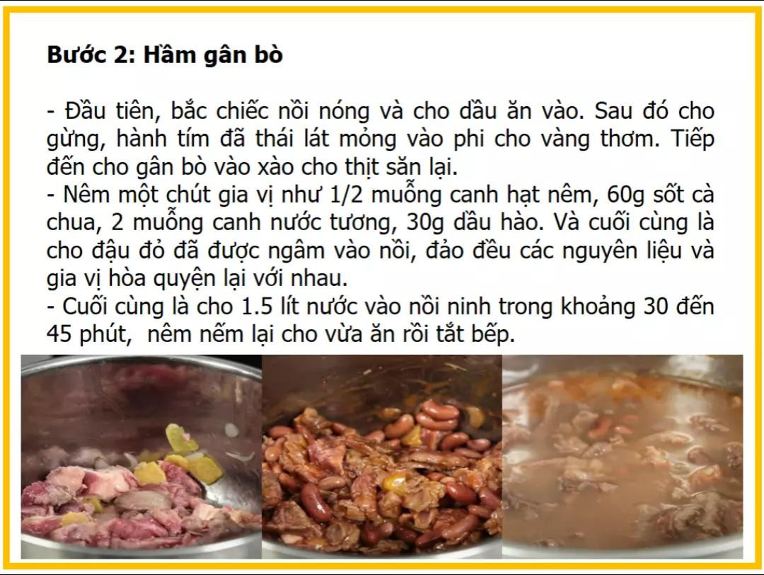 Công thức làm Gân bò hầm đậu đỏ
