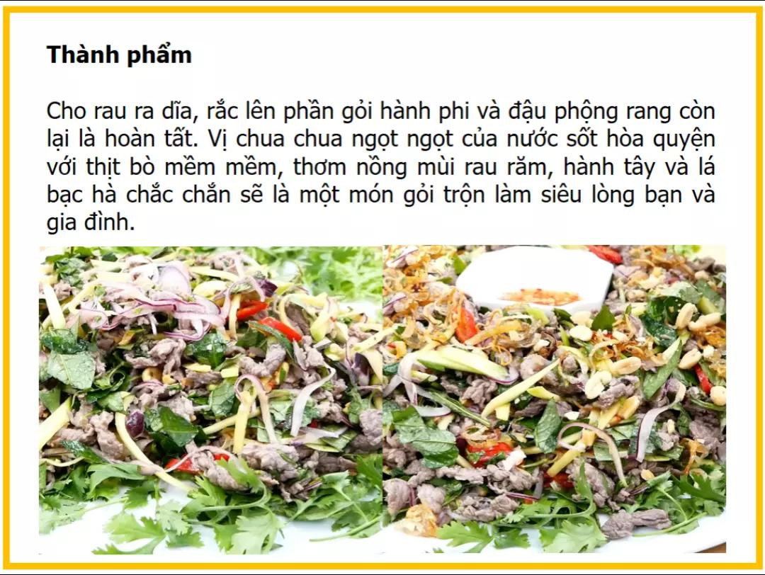 Công thức làm Gỏi bò rau răm chua ngọt với xoài xanh và đậu phộng rang giòn