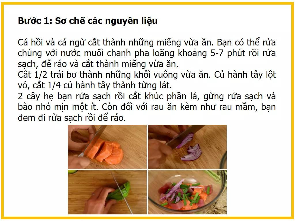 Công thức làm gỏi cá hồi tươi ngon với bơ, hành tây và sốt ponzu