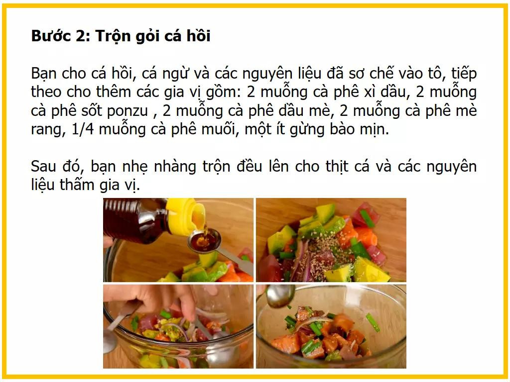 Công thức làm gỏi cá hồi tươi ngon với bơ, hành tây và sốt ponzu