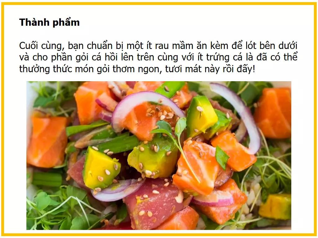 Công thức làm gỏi cá hồi tươi ngon với bơ, hành tây và sốt ponzu