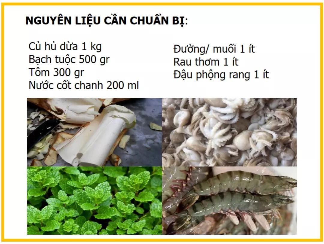 Công thức làm Gỏi củ hủ dừa hải sản với bạch tuộc và tôm tươi ngon