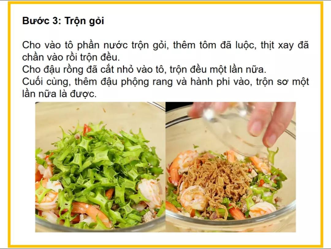 Công thức làm gỏi đậu rồng tôm thịt xay