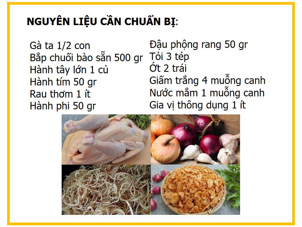 Công thức làm Gỏi gà bắp chuối chua ngọt