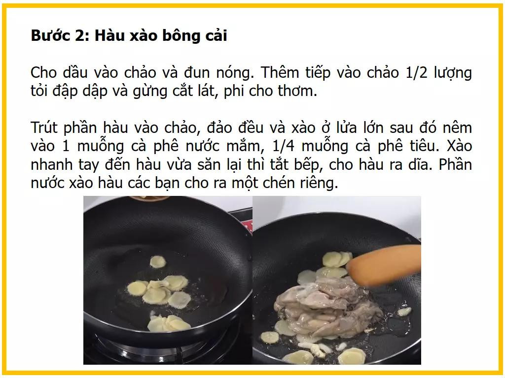 Công thức làm Hàu xào bông cải: Hướng dẫn chi tiết từ sơ chế nguyên liệu đến khi hoàn thành món ăn ngon