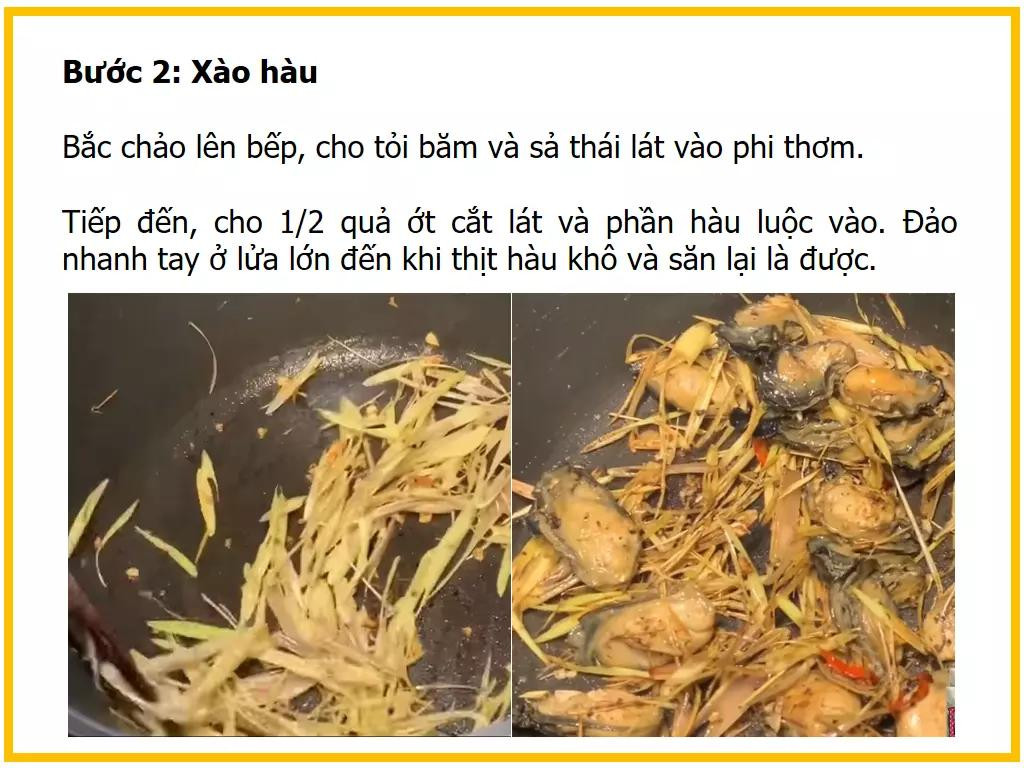 Công thức làm Hàu xào sả ớt ngon miệng, dai ngọt