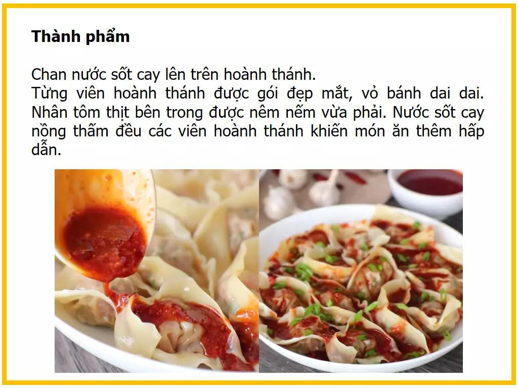 Công thức làm hoành thánh sốt cay nhân tôm thịt