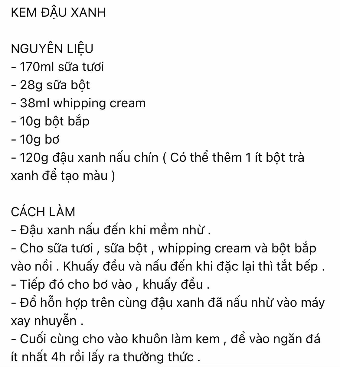 Công thức làm kem đậu xanh đơn giản tại nhà với sữa tươi và whipping cream