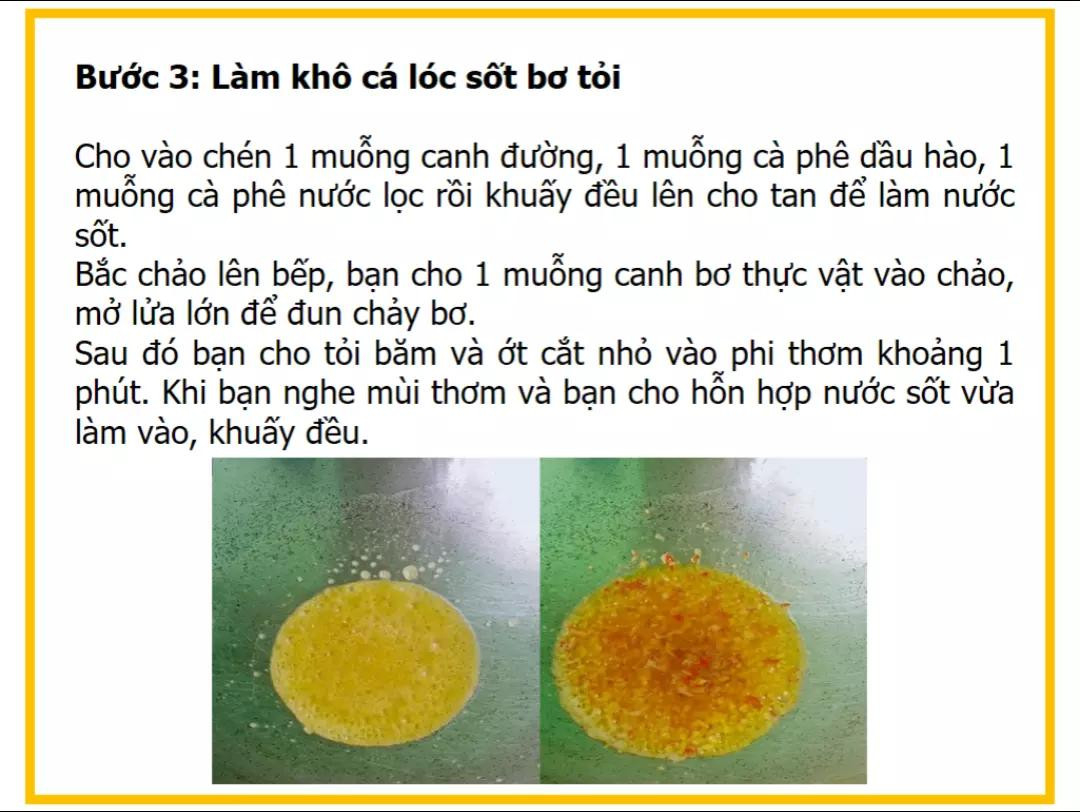 Công thức làm khô cá lóc sốt bơ tỏi
