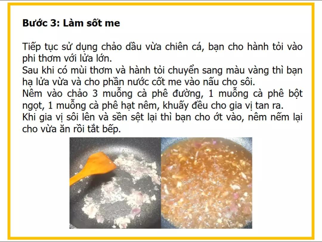 Công thức làm Khô cá lóc sốt me chua ngọt
