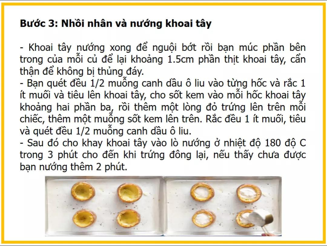 Công thức làm khoai tây nướng thịt xông khói với sốt kem béo ngậy và lòng đỏ trứng gà