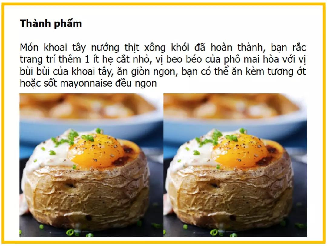 Công thức làm khoai tây nướng thịt xông khói với sốt kem béo ngậy và lòng đỏ trứng gà