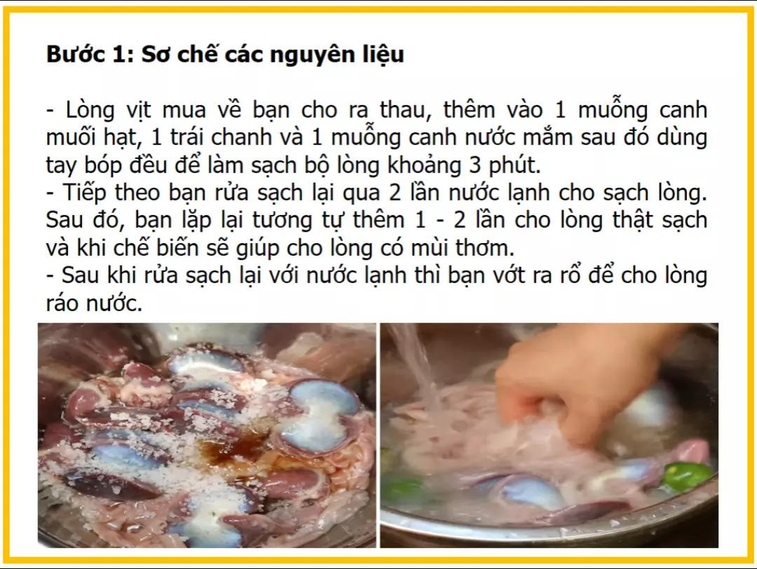 Công thức làm lòng vịt xào mướp hương, rau rút