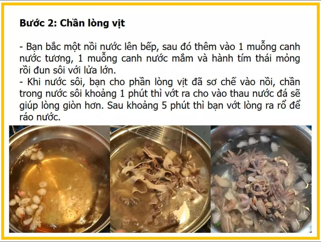 Công thức làm lòng vịt xào mướp hương, rau rút