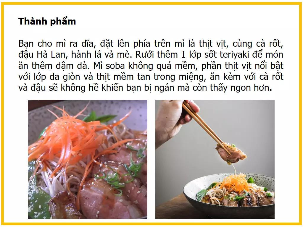 Công thức làm mì Soba vịt sốt Teriyaki