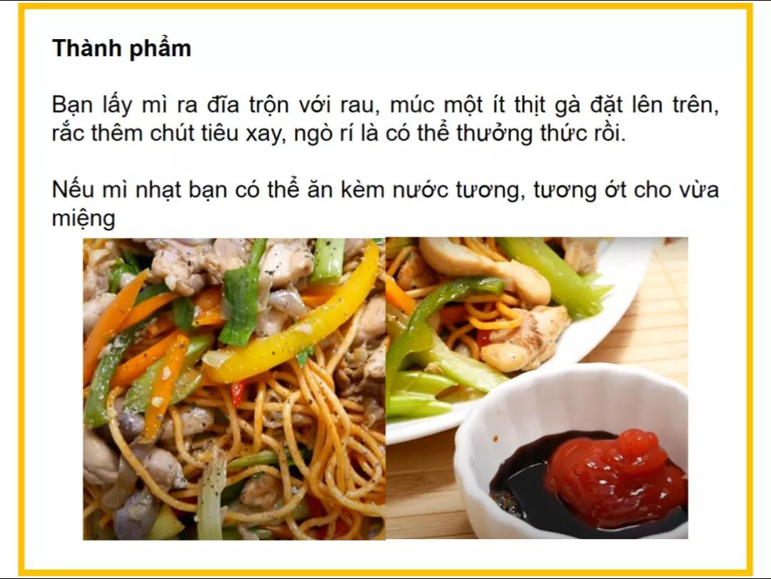 Công thức làm mì xào gà chua cay với thịt đùi, tim gà và nấm bào ngư