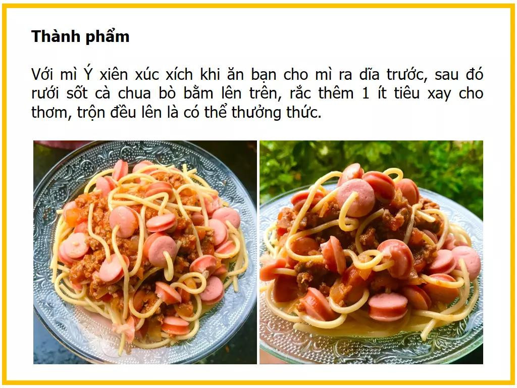 Công thức làm mì Ý xiên xúc xích độc đáo với thịt bò băm và cà chua