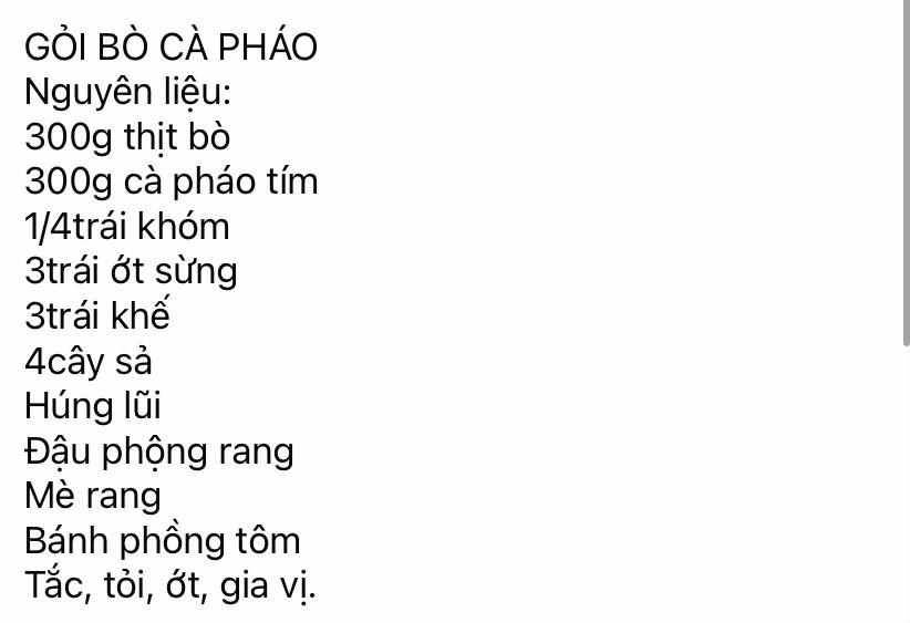 Công thức làm món Gỏi bò cà pháo chua ngọt với nguyên liệu thịt bò, cà tím và bánh phồng tôm
