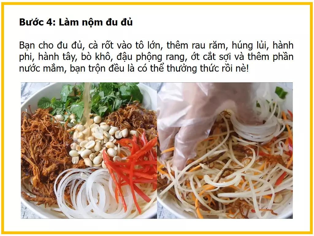 Công thức làm món Nộm đu đủ bò khô chua ngọt, giòn sần sật