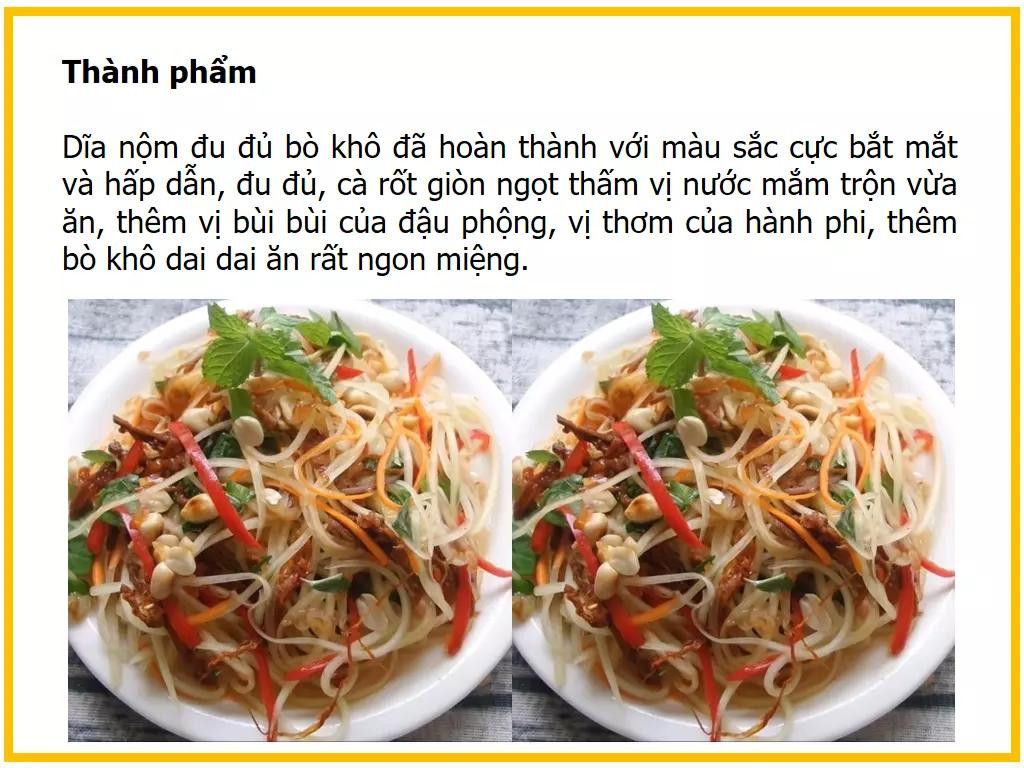 Công thức làm món Nộm đu đủ bò khô chua ngọt, giòn sần sật