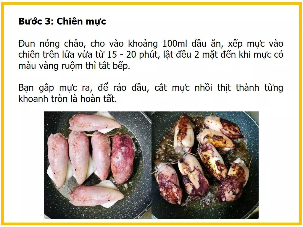 Công thức làm mực nhồi thịt chiên giòn vàng, nhân thịt băm nấm mèo hành tím đậm đà