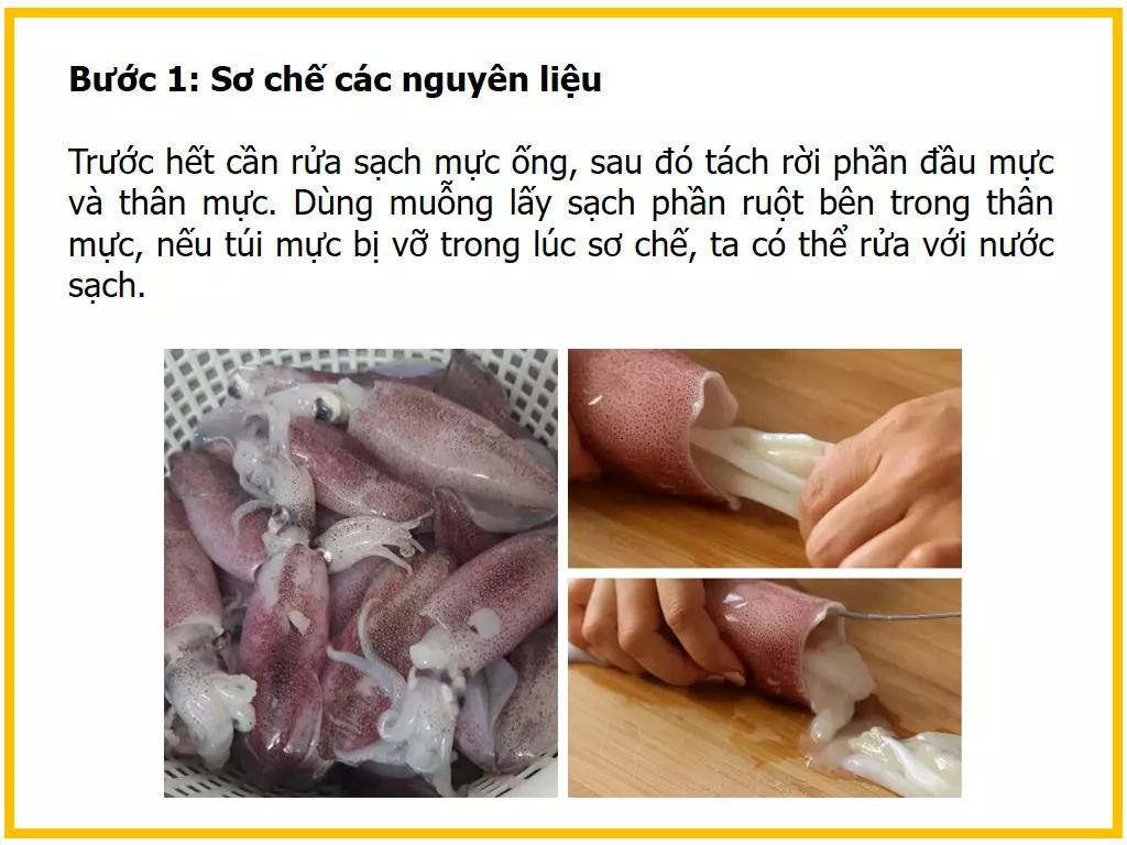 Công thức làm mực nhồi tôm thịt kim chi