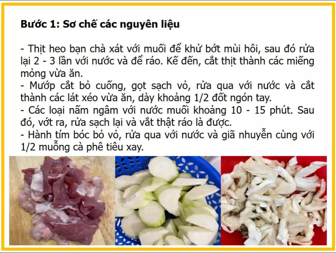 Công thức làm Mướp xào thịt heo với nấm
