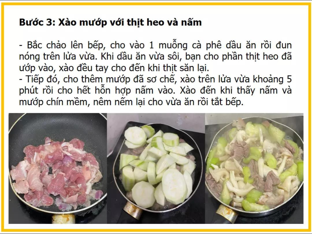 Công thức làm Mướp xào thịt heo với nấm